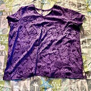Roaman’s Women’s Purple Short Sleeve Shirt Size 5X 38/40 New